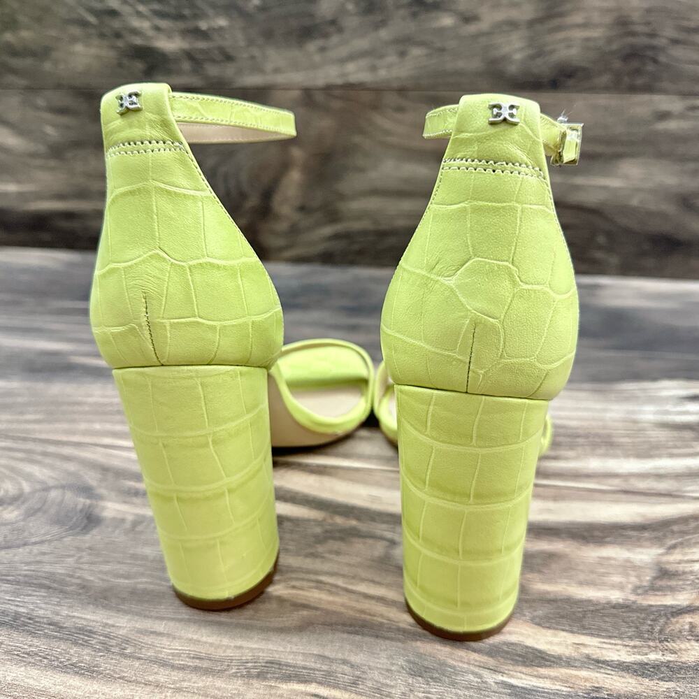 NIB Sam Edelman 8M Yaro Leather Ankle Strap Block Heel Sandals Kiwi - Picture 9 of 13